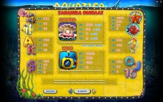 Таблицы выплат в игровом автомате Aquatica